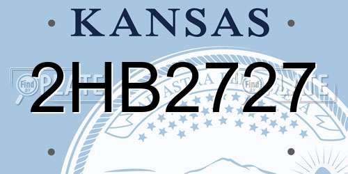 2HB2727 Kansas License Plate