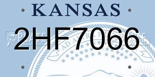 2HF7066 Kansas License Plate