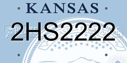 2HS2222 Kansas License Plate