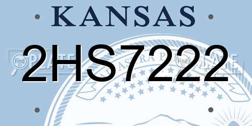 2HS7222 Kansas License Plate