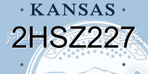 2HSZ227 Kansas License Plate