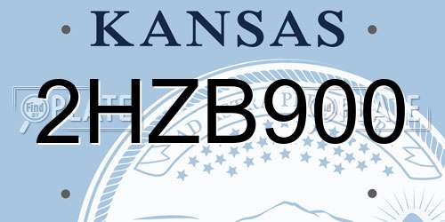 2HZB900 Kansas License Plate