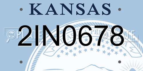 2IN0678 Kansas License Plate