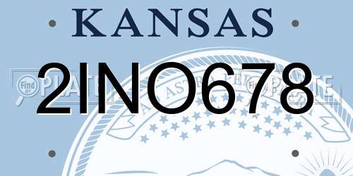 2INO678 Kansas License Plate