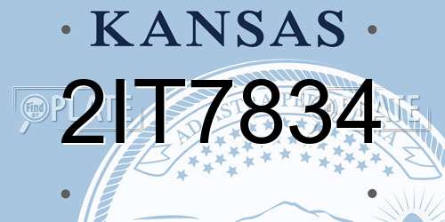 2IT7834 Kansas License Plate