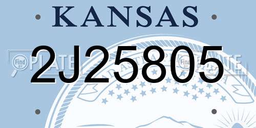 2J25805 Kansas License Plate
