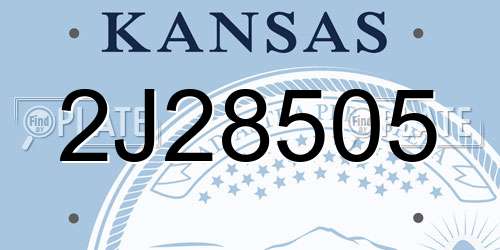 2J28505 Kansas License Plate