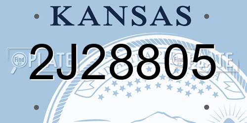 2J28805 Kansas License Plate