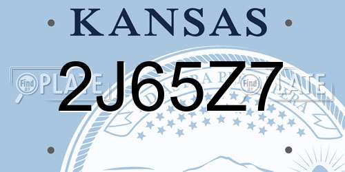 2J65Z7 Kansas License Plate