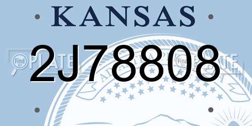 2J78808 Kansas License Plate