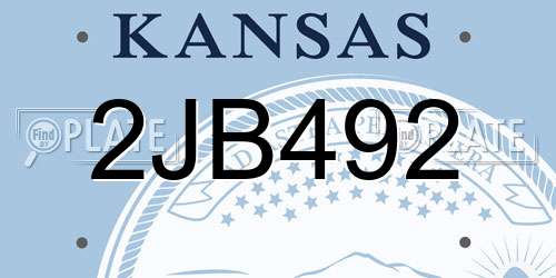 2JB492 Kansas License Plate