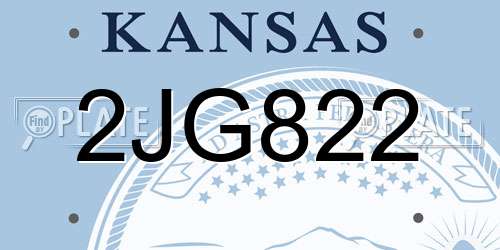 2JG822 Kansas License Plate