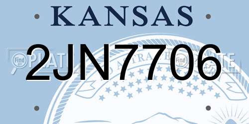 2JN7706 Kansas License Plate