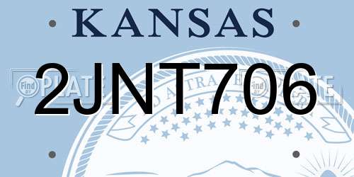 2JNT706 Kansas License Plate