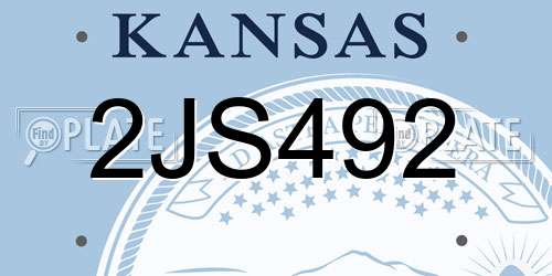 2JS492 Kansas License Plate