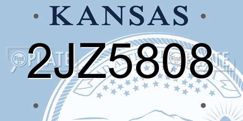 2JZ5808 Kansas License Plate