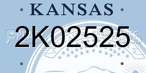 2K02525 Kansas License Plate