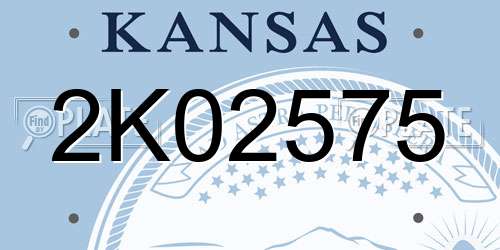 2K02575 Kansas License Plate