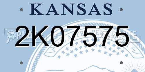 2K07575 Kansas License Plate