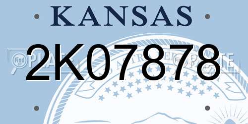2K07878 Kansas License Plate