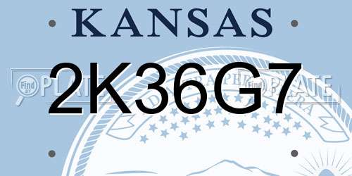 2K36G7 Kansas License Plate