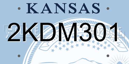 2KDM301 Kansas License Plate