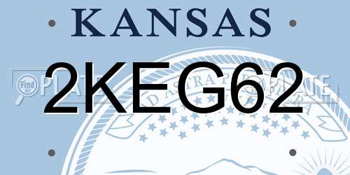 2KEG62 Kansas License Plate