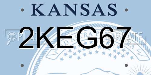 2KEG67 Kansas License Plate