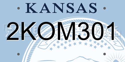 2KOM301 Kansas License Plate