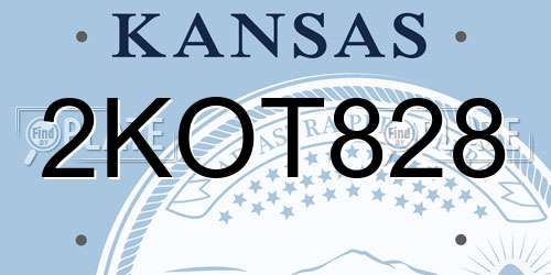 2KOT828 Kansas License Plate