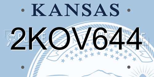 2KOV644 Kansas License Plate
