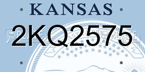 2KQ2575 Kansas License Plate
