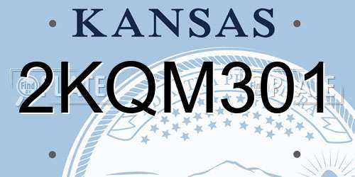 2KQM301 Kansas License Plate