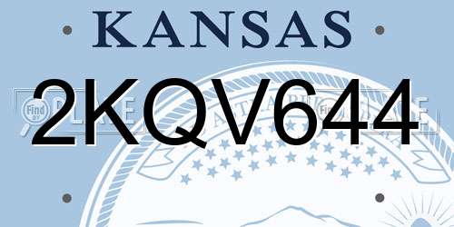 2KQV644 Kansas License Plate