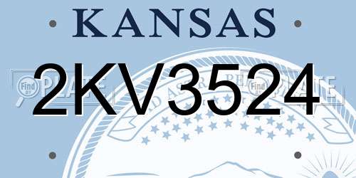 2KV3524 Kansas License Plate