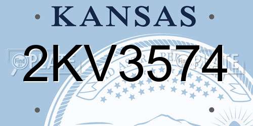 2KV3574 Kansas License Plate