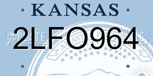 2LFO964 Kansas License Plate