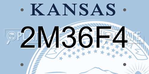 2M36F4 Kansas License Plate