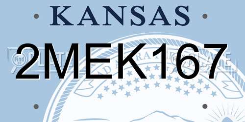 2MEK167 Kansas License Plate