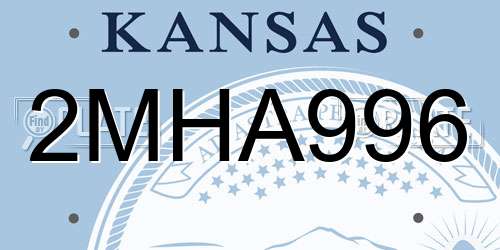 2MHA996 Kansas License Plate