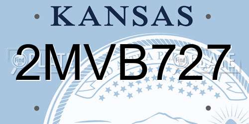 2MVB727 Kansas License Plate