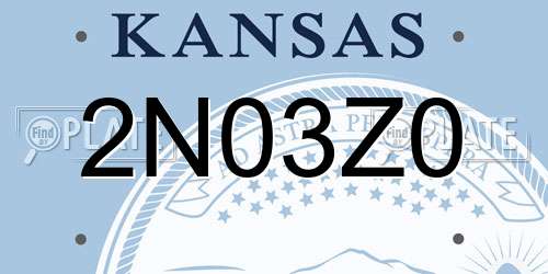 2N03Z0 Kansas License Plate