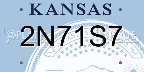 2N71S7 Kansas License Plate