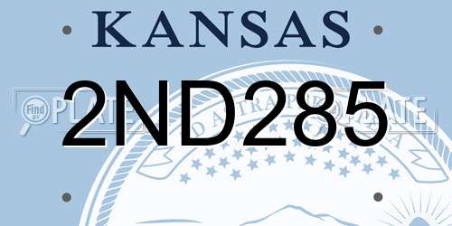 2ND285 Kansas License Plate