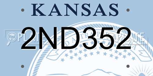 2ND352 Kansas License Plate