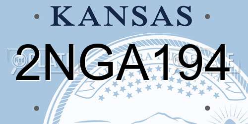 2NGA194 Kansas License Plate