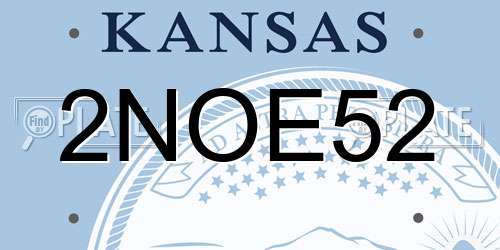 2NOE52 Kansas License Plate