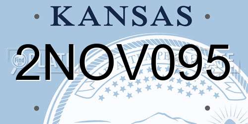 2NOV095 Kansas License Plate