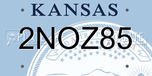 2NOZ85 Kansas License Plate