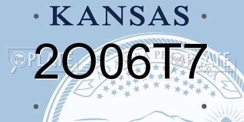 2O06T7 Kansas License Plate
